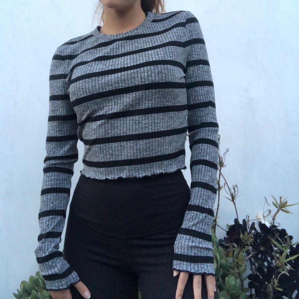 Grey and black stipped long sleeve